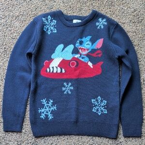 Disney Blue Stitch Sweater with Red Accents